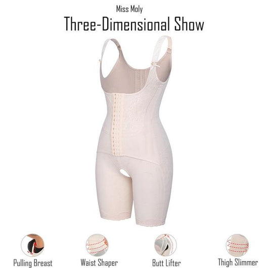 Miss Moly Body Shaper Women Nude Slimming Seamless Bodysuit Fashion  Adjustable Strap Corsets Butt Lifter Tummy Control U size L Color Nude
